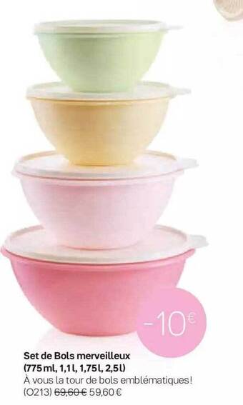 Tupperware Set de bols merveilleux (775ml, 1,1l, 1,75l, 2,5l) offre