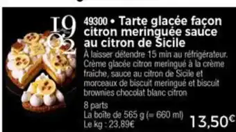 Thiriet Tarte Glacée Façon Citron Meringuée Sauce offre
