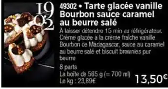 Thiriet Tarte Glacée Vanille Bourbon Sauce Caramel offre