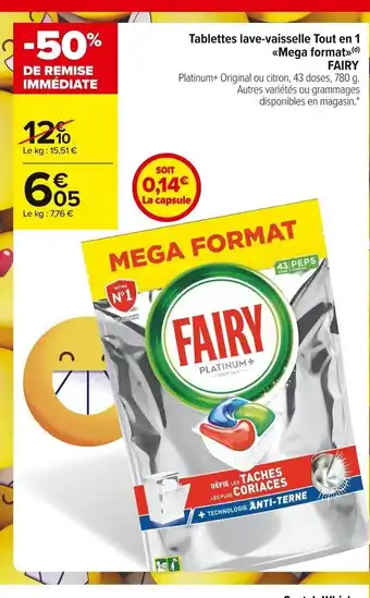 Carrefour Market Fairy Tablettes Lave-Vaisselle Tout En 1 offre