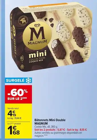 Carrefour Market Magnum Bâtonnets Mini Double offre