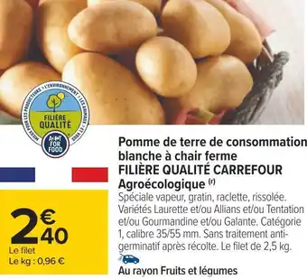 Carrefour Filière qualité carrefour pomme de terre de consommation blanche à chair ferme agroécologique offre