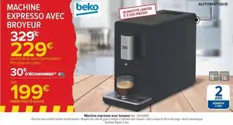 Carrefour Beko machine expresso avec broyeur offre