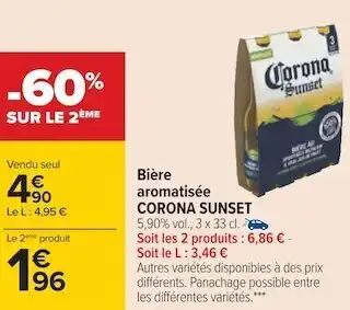 Carrefour Corona sunset bière aromatisée offre