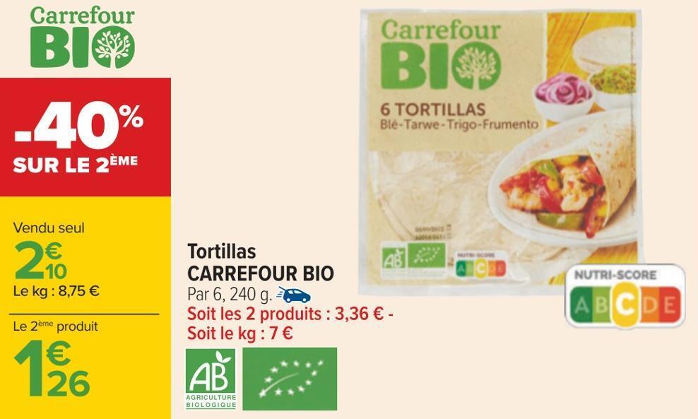 Promo Carrefour bio tortillas chez Carrefour