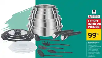 Carrefour Seb set inox 20 pièces offre