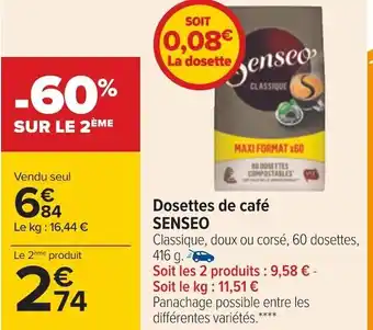 Carrefour Senseo dosettes de café offre