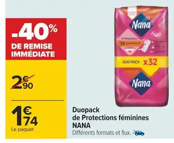 Carrefour Nana duopack de protections féminines offre