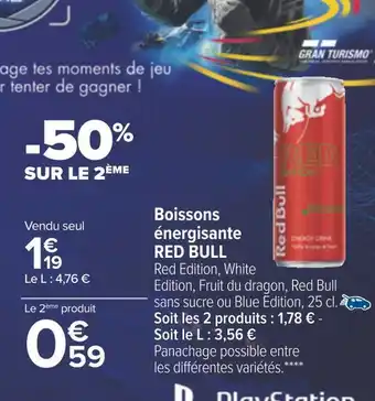 Carrefour Red bull boissons énergisante offre