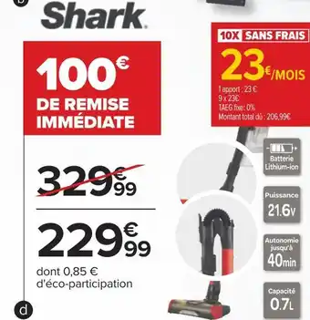 Carrefour Shark aspirateur balai offre