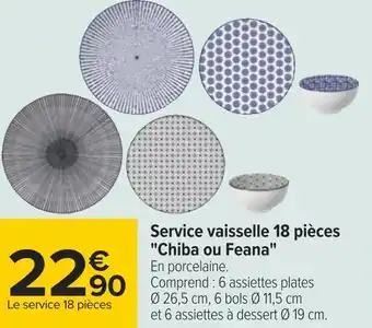 Service vaisselle 18 pièces "chiba ou feana"