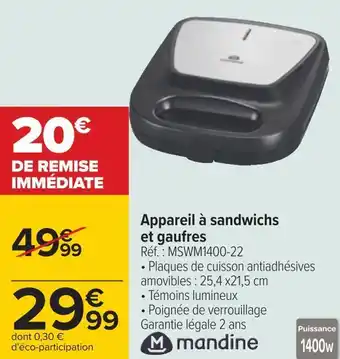 Carrefour Mandine appareil à sandwichs et gaufres offre