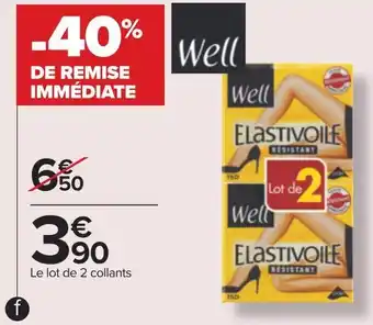 Carrefour Well lot de 2 collants elastivoile résistan offre