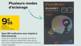 Carrefour Spot led multicolore avec trépied et télécommande offre