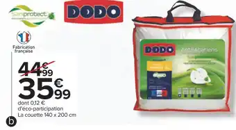 Carrefour Dodo couette "anti-acarien saniprotect" offre