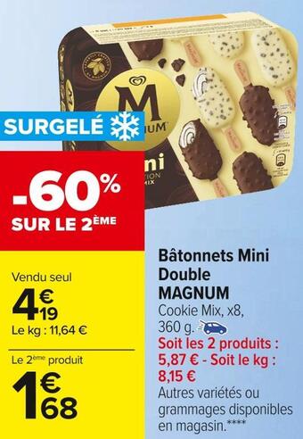 Carrefour Market Magnum bâtonnets mini double offre