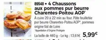 Thiriet 4 Chaussons Aux Pommes Pur Beurre Charenter-Poitou AOP offre