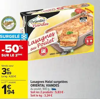 Carrefour Market Oriental viandes lasagnes halal surgelées offre