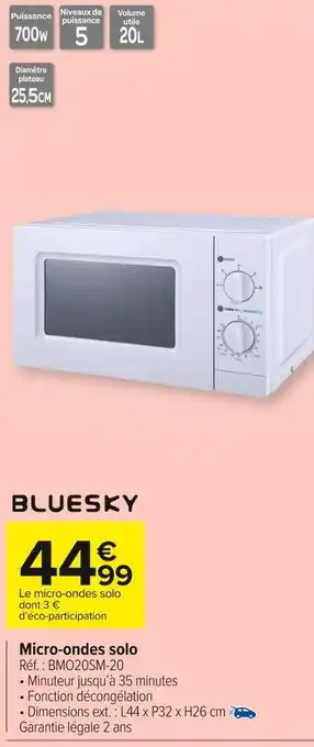 Carrefour Market Bluesky micro-ondes solo offre
