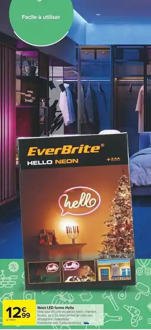 Carrefour Market Néon led forme hello offre