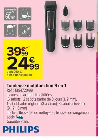 Carrefour Market Philips tondeuse multifonction 9 en 1 offre