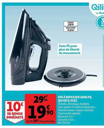 Auchan Fer à Repasser Sans Fil Qilive offre