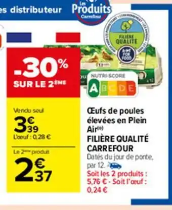 Carrefour Market Oeufs de poules elevees en plein air filiere qualite carrefour offre