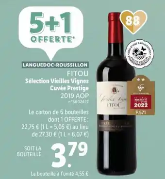 Lidl Sélection vieilles vignes cuvée prestige offre