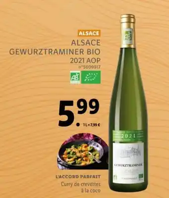 Lidl Alsace gewurztraminer bio 2021 aop offre