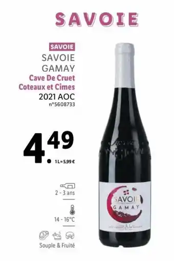 Cave de cruet coteaux et cimes