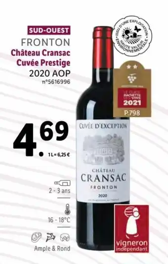 Lidl Château cransac cuvée prestige offre