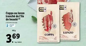Lidl COPPA ou lonzo tranché de l'ile de beauté offre