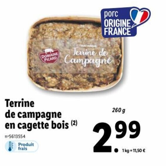 Promo Terrine de campagne en cagette bois chez Lidl