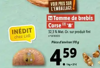 Lidl Tomme de brebis corse offre