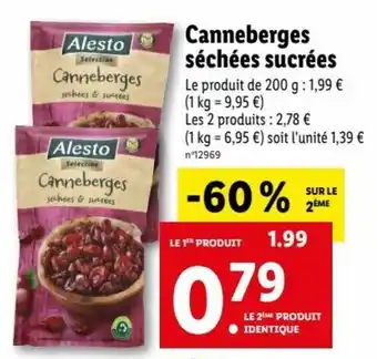 Canneberges séchées sucrées