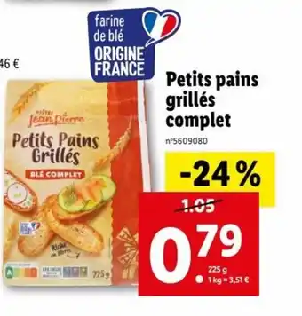 Lidl Petits pains grillés complet offre