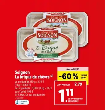 Lidl Soignon la brique de chèvre offre