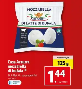 Lidl Casa azzurra mozzarella di bufala offre