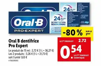 Lidl ORAL B dentifrice pro expert offre