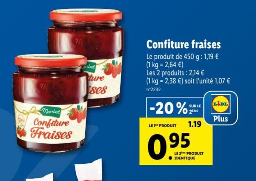 Promo Confiture fraises chez Lidl