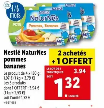 Lidl Nestlé naturnes pommes bananes offre