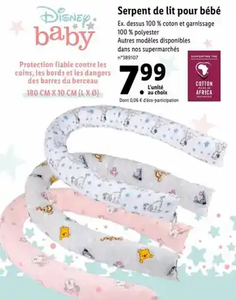 Lidl Serpent de lit pour bébé offre