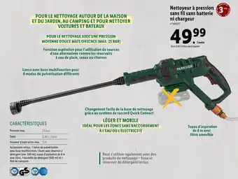 Lidl Nettoyeur à pression sans fil sans batterie ni chargeur offre