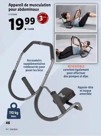 Lidl Appareil de musculation pour abdominaux offre