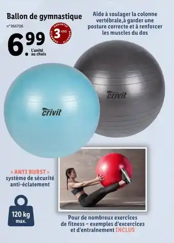 Lidl Ballon de gymnastique offre