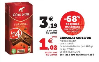 Hyper U COTE D'OR chocolat offre