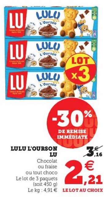 Hyper U Lulu L'Ourson LU offre