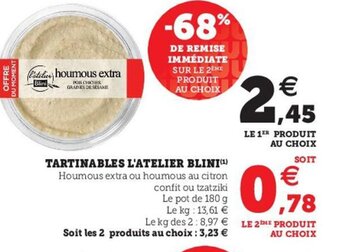 Hyper U Tartinables,L'Atelier Blini offre