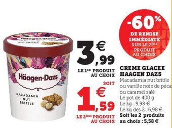 Hyper U Creme Glacee Haagen Dazs offre