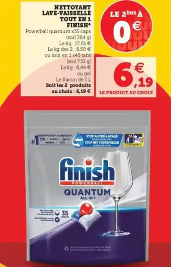 Hyper U Finish Nettoyant Lave-Vaisselle Tout En 1 offre